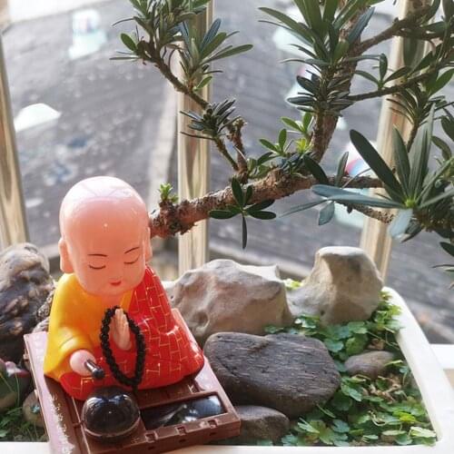Solar Little Monk Creative Car Decoration Toys Chinese Style Little Novice Monk Shaking His Head Toy Creative Children Gift New