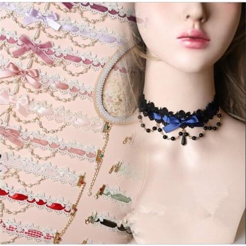 Sweet Lolita pendant bownot Choker Harajuku Cute Ribbon Chain Women Necklace B1279
