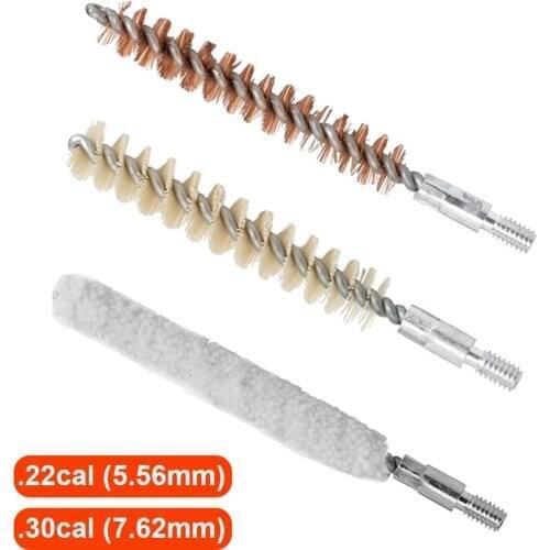 3Pcs Gun Cleaning Set Rod Brush Head Kit 8-32 Thread .30cal 7.62mm .22cal 5.56mm Rifle Gun Cleaning Tool Hunting Accessories