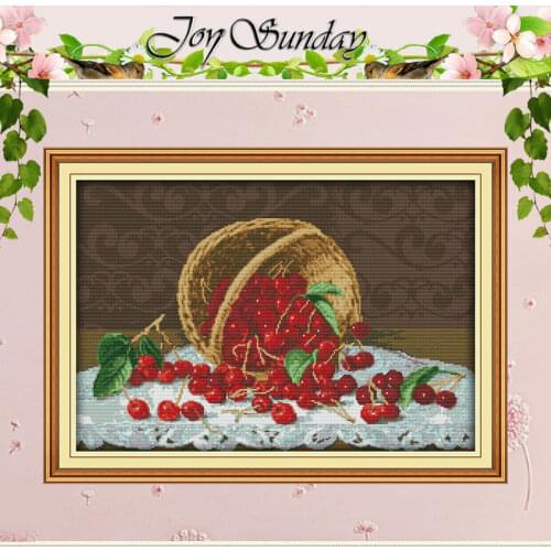 Fresh Cherry Patterns Counted Cross Stitch 11CT 14CT Cross Stitch Set Wholesale Fruit Cross-stitch Kit Embroidery Needlework