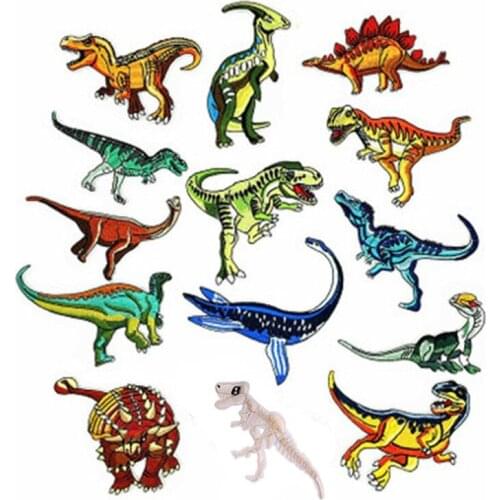 50pcs/Lot Embroidery Patches Letters Clothing Decoration Accessories Animal Jurassic Dinosaur Diy Iron Heat Transfer Applique