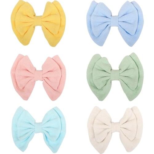 Wholesale Boutique 24pcs Fashion Solid Bow Haripins Fabric Bowknot Barrettes Hair Clips Princess Headwear Girls Hair Accessories