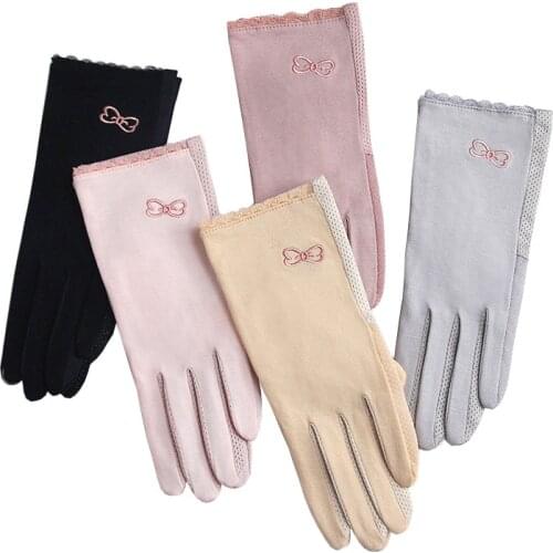 Summer Lace Sunscreen Gloves Touch Screen Women Lady Stretch Anti UV Slip Breathable Cotton Resistant Bikes Driving Glove