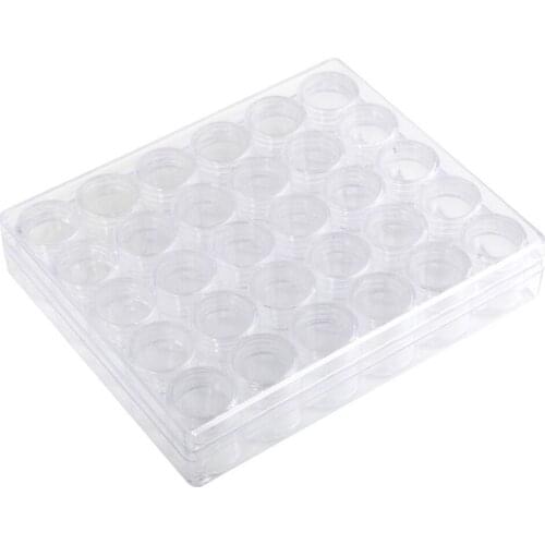30 Grids Nail Art Storage Case Beads Gems Accessories Rainbow/Clear Plastic Empty Container for Rhinestones Studs Organizer Box