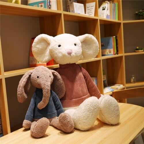 55/85cm Cute Rabbit Elephant Mouse Dog With Striped Clothes Plush Toys Stuffed Soft Animals Pillow For Girls Kids Birthday Gifts