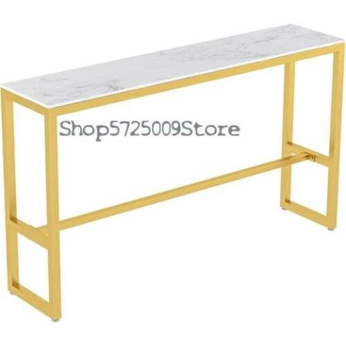 Nordic Bar Table Chair Combination Household High Stool Iron Solid Wood Net Red Marble Wall Milk Tea Shop Luxury