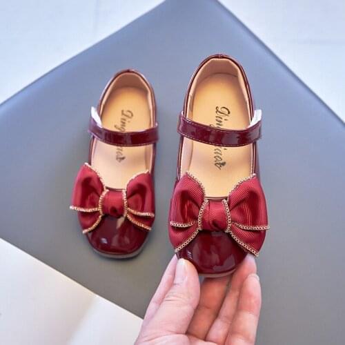 Kids Leather Shoes Girls Bow Sweet Princess Single Shoes 2021 Spring Autumn New Casual Flats Soft-soled Baby Shoes G256