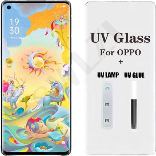 UV Glass for OPPO Reno 5 pro plus 5G 4 3 Find X3 X2 X pro phone screen protector UV tempered glass smartphone HD protective film