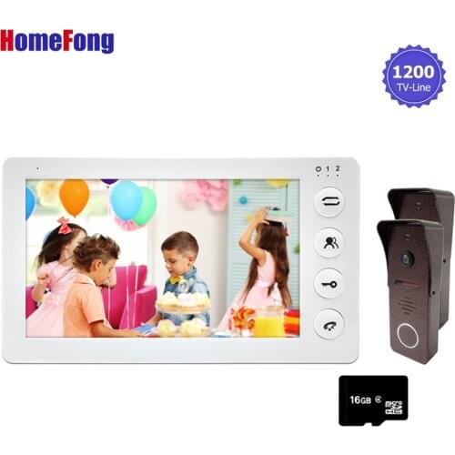 Homefong Intercom Video Phone Door 7 Inch Monitor Wired 1200TVL 2 Doorbells Home Entry Security System Motion Record