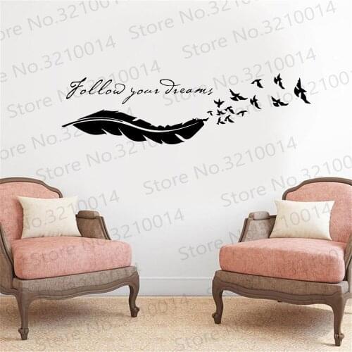 Follow your dreams with Feather Birds Vinyl Wall Sticker Kids Room Home Decor PW633