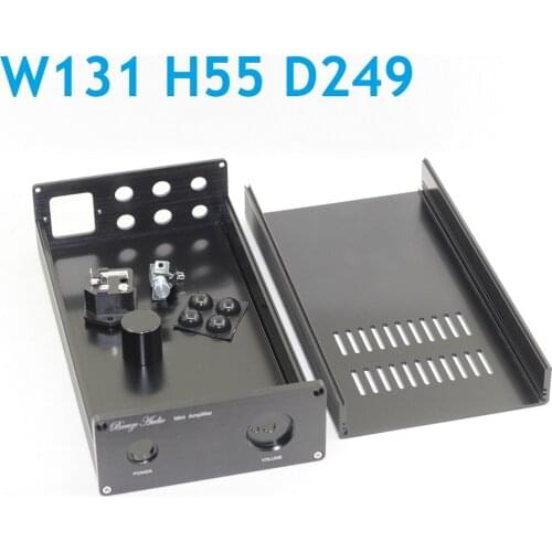 Full Black Preamp Hifi Enclosure W131 H55 D249 Aluminum Power Amplifier Case 1306A DIY Amp Headphone Chassis