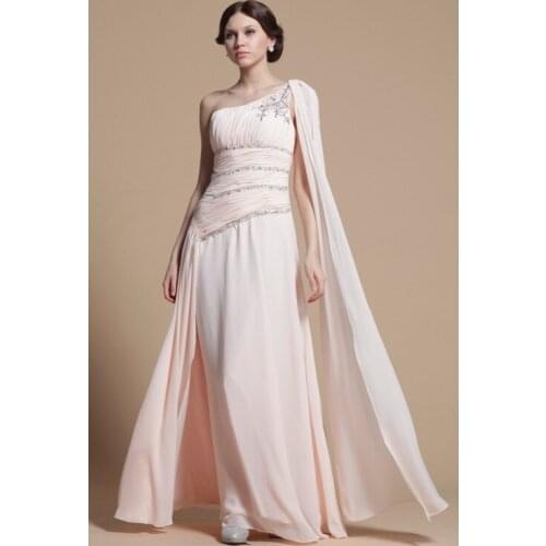 Women summer dress vestidos de festa robe de soiree 2015 new sexy one shoulder pink long party evening dress crystal beading