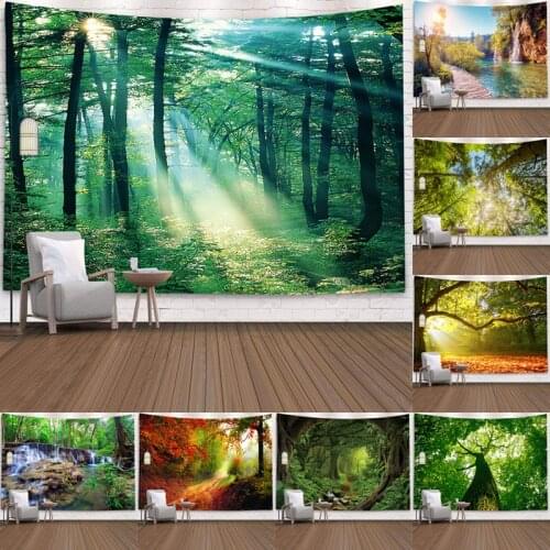 1PC Forest Plant Landscape Tapestry Natural Scenery Tapestry Wall Hanging Bedspread Bohemian Home Decor Fashion
