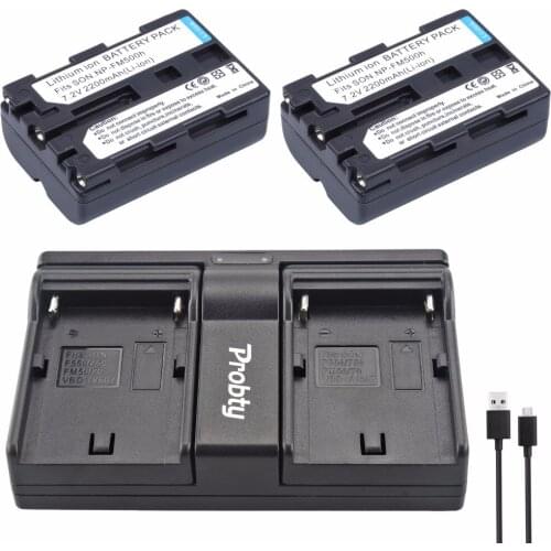 2pcs NP-FM500h NP FM500h Battery + USB Dual Charger For SONY A57 A65 A77 A450 A58 A99 A550 A560 A580 A900 A700 A200 A300 A350
