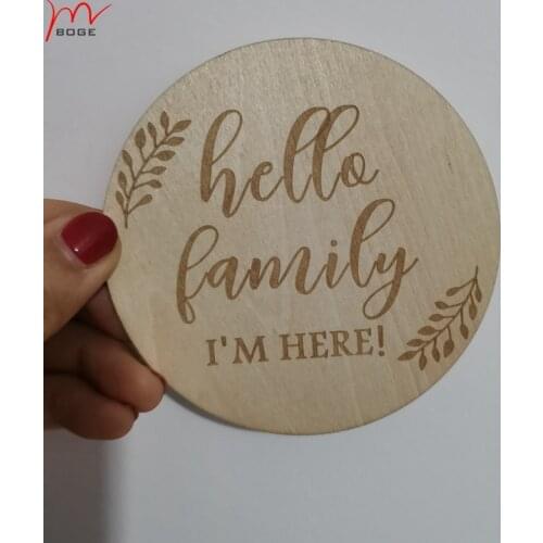 20xLaser Engraved hello family wood nursery sign Rustic Baby Growth Markers