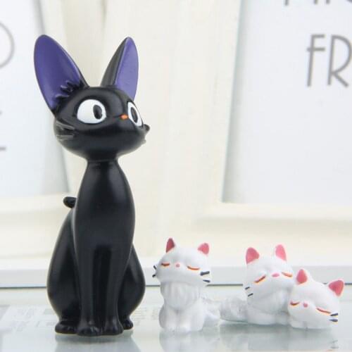 3pcs/lot My Neighbor Totoro Kiki Kikis Delivery PVC Cat Action Figure Doll Anime Service Black White Resin Plastic Model