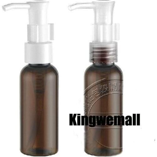 300pcs/lot Hot Sale Empty Plastic Amber Lotion Oil Mini Bottles with Oil Pump 60ml New Drop Shipping