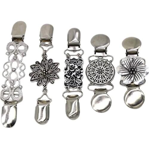 5Pcs Vintage Sweater Shawl Clips Retro Cardigan Collar Dresses Clips Brooch Pins Clasp for Women Girls