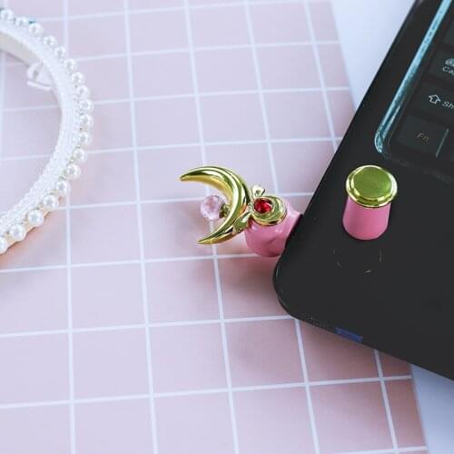 Anime Silver Moon Stick Wand Disk Usb Flash Drive Accessories Moon Crystal Power Cosplay