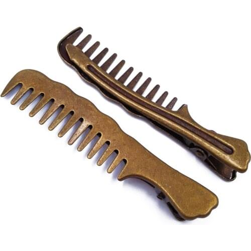Antique Bronze 120piece 13x60mm Comb Shape Hair Clips Hairgrips accessories Duckbill Clip Jewelry Findings Wholesale HCF19