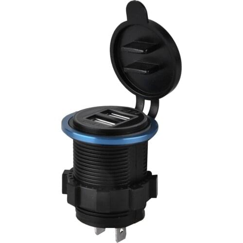 Automotive parts 4.2A Aluminum Dual USB Charger Socket Black for Car Motorcycle Boat Blue Light araba aksesuar