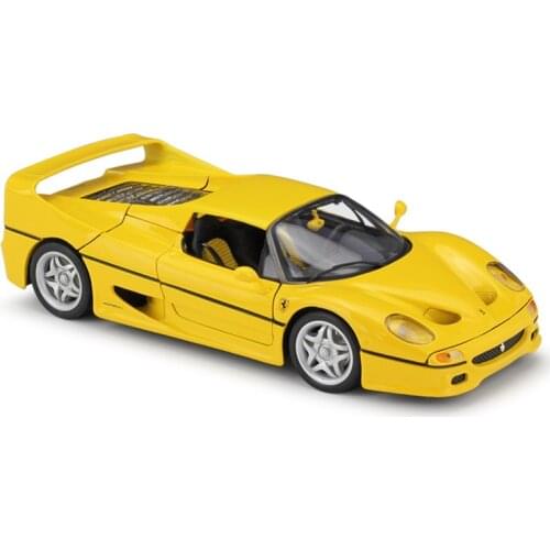 Bburago Diecast 1:18 F50 Yellow Red Sport Car High Simulation Vechile Alloy Model Car Door Open Wheels Rotation Christmas Gift