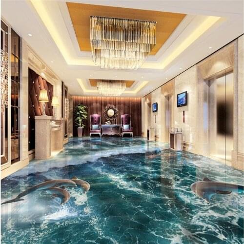 Beibehang Large Custom Wallpaper Mural Beach Beach Wave Surf 3D Floor Tile Painting 3d wall murals papel de parede infantil