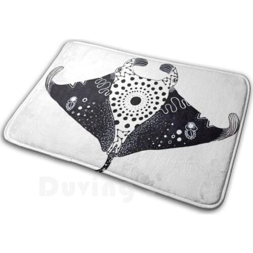 Black Manta Soft Non-Slip Mat Rug 3133 Carpet Cushion Ray Mantaray Animals Animal Nature Sea Sea Creature Ocean Ink Black