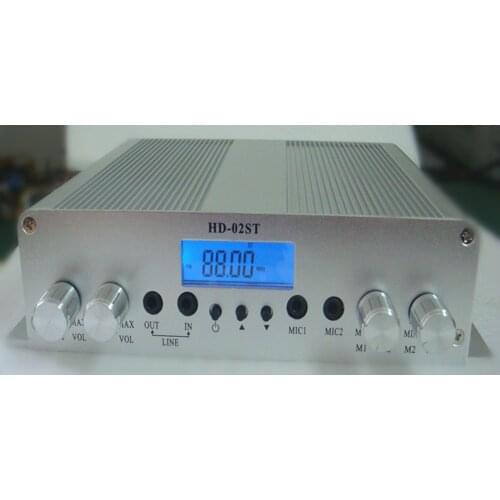 20W FM stereo PLL broadcast transmitter 88MHz-108MHz, 2 MIC Input 2audio inputs 1 earphone output