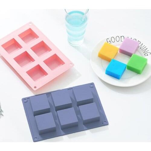 Mould For Handmade Craft Soap Mold Candy Color 6 Cavity Silicone Plain Basic Rectangle Soap Mold Silicone