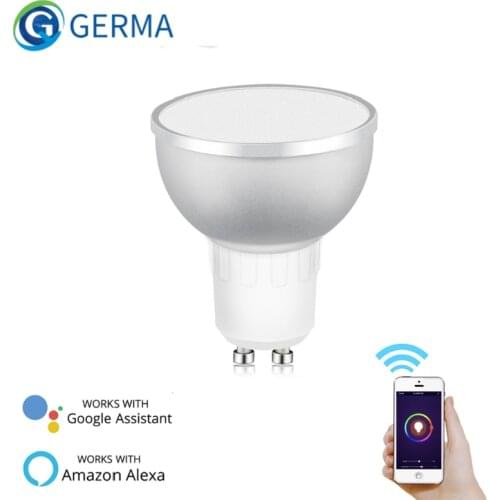 GERMA GU10 WiFi Smart LED Light Bulb RGBCW Warm White Daylight Multicolor Work with Alexa Google Home