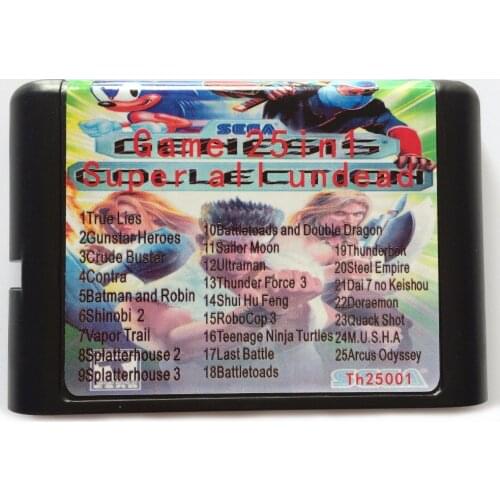 Hot Sale 25 In 1 Game Card For 16 bit Sega Mega Drive / Genesis