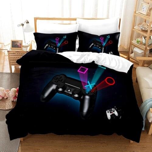 FAMCX GJILY Play Station Gaming Controller Printed Duvet Cover Gamer Video Games Decorative 3pcs Bedding Set with Pillowcases