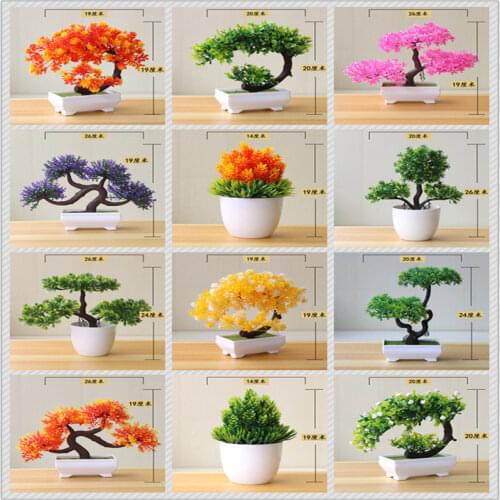 Artificial Plants Potted Pine Tree 35 Color Small Tree Plants Fake Flowers Potted Ornaments for Office Home Garden Decor
