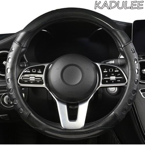 KADULEE Microfiber Leather Car Steering Wheel Cover For Range Land Rover Defender Freelander Discovery Sport X9 Evoque