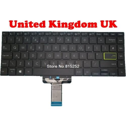 Laptop Keyboard For ASUS M433IA 0KNB0-212AUK00 NSK-W3SBQ ASM19G56GBJH182 Without Frame Black United Kingdom UK NO Backlit Film