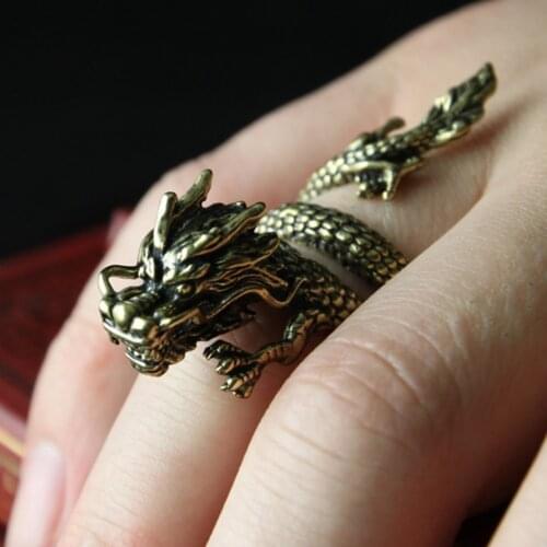 New Fashion Adjustable Silver Dragon Ring Men Domineering Personality Jewelry Opening Rings As Gift