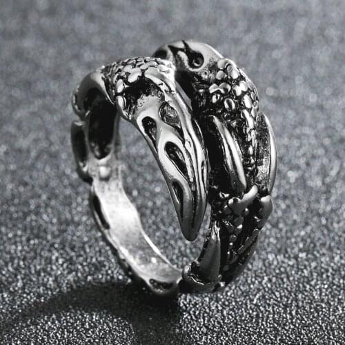 Retro Punk Dragon Claw Ring for Men Women Exaggerated Antique Sivery Color New Gothic Opening Rings Anillo Hombre Bijoux Jewelry