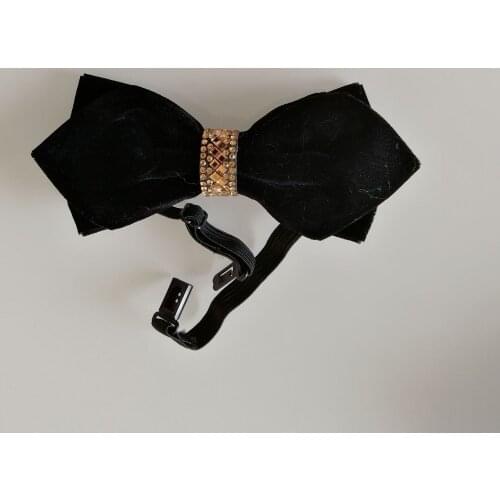 Handmade Men British Wedding Party Neck Collar Velvet Shirt Bow Ties Cravat Fashion Crystal Alloy Metal Butterfly Crystal Bowtie