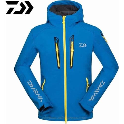 Daiwa Outdoor Sports Soft Shell Waterproof Jacket Men Fishing Climbing Windproof Rain Coat Winter Skiing Thermal Hiking Jacket