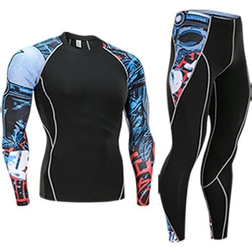 New men and women jogging thermal underwear base layer Compression sportswear MMA rashgard kit 2 piece Gym T-shirt jogging suits