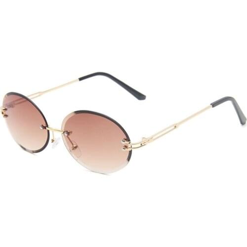 Fashion Women Rimless Sunglasses Luxury Brand Designer Ladies Oval Sun Glasses UV400 Shades Female Eyewear Oculos de sol
