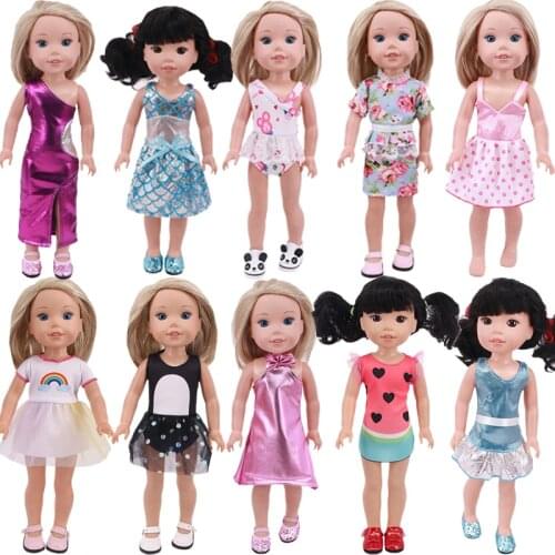 Doll Clothes Summer Dress Fashion New Pants Cute Style Clothes For 14.5 Inch Wellie Wishers Doll&Other 14.5 Inch Doll