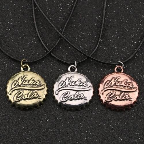 Fallout 3 Fall out 4 Nuka Cola Necklace Drink Bottle Cap Vintage Antique Copper Bronze Silver Color Pendant Jewelry Wholesale