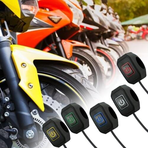 22mm Motorcycle Handlebar Switch Momentry Buttton Electric Waterproof Control Motorcycle Switch with LED Light Motor Accessories