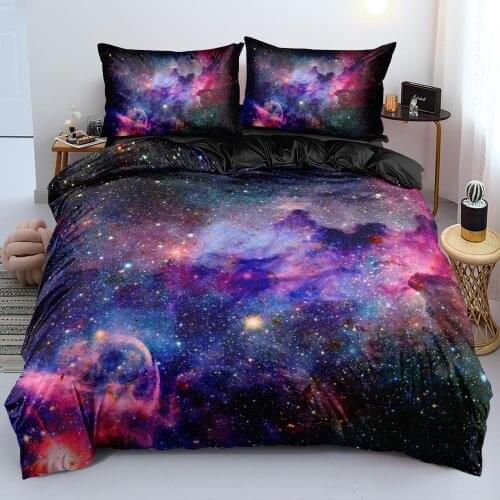 Nebula Bed Linens Black Stardust Duvet Quilt Covers Set Pillowcase Twin King Queen Double Single Size Custom Design Bedding Sets