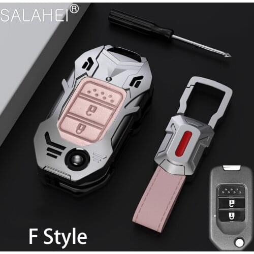 Zincy Alloy + Leather Car Key Case for Car For Honda Civic CR-V HR-V Accord Jade Crider Odyssey 2015- 2018 Remote Key Protect