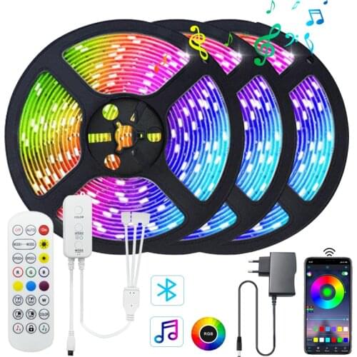 LED Strip Light RGB 2835 5M 10M 15M SMD 5050 Waterproof 24Key Bluetooth Music Flexible Diode Ribbon Tape LED For Room Decoration