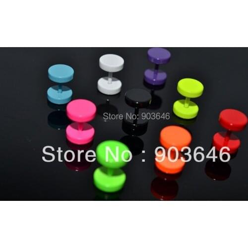 50pcs Free Shippment Body Jewelry- Neon Color 16g~1.2mm Fake Ear Plug Cheater Illusion Plugs Look 8mm