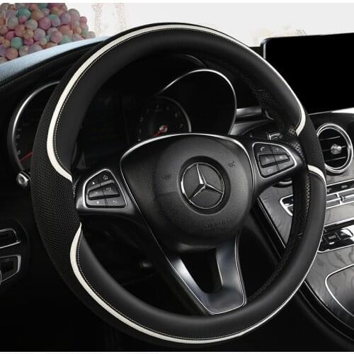 Universal Car PU Leather Steering-Wheel Covers Anti-slip Skidproof Durable 38CM/15" Dynamic Fibre Handmade Steering Wheel Cover